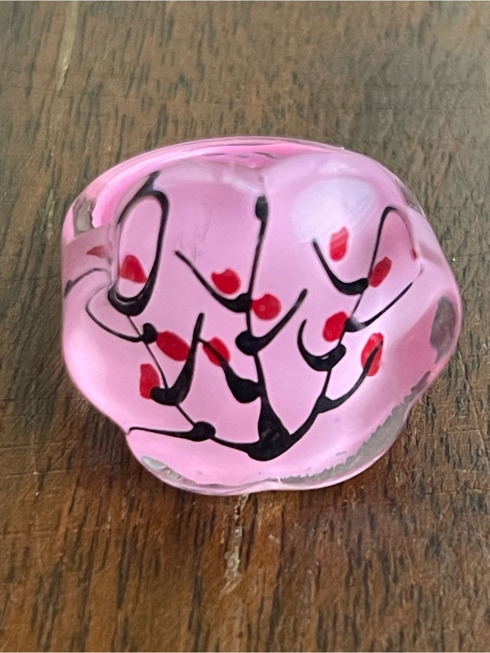 Pink Statement Bubble Ring with Floral Motif